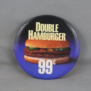 Vintage McDonalds Pin - Double Hamburger 99 Cents - Celluloid Pin